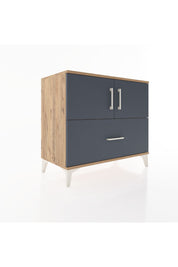 Hyperion Şifonyer Tek Raflı Tek Çekmeceli 2 Kapaklı 88x44x80 Çam-Antrasit