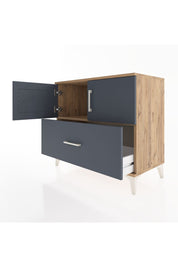 Hyperion Şifonyer Tek Raflı Tek Çekmeceli 2 Kapaklı 88x44x80 Çam-Antrasit