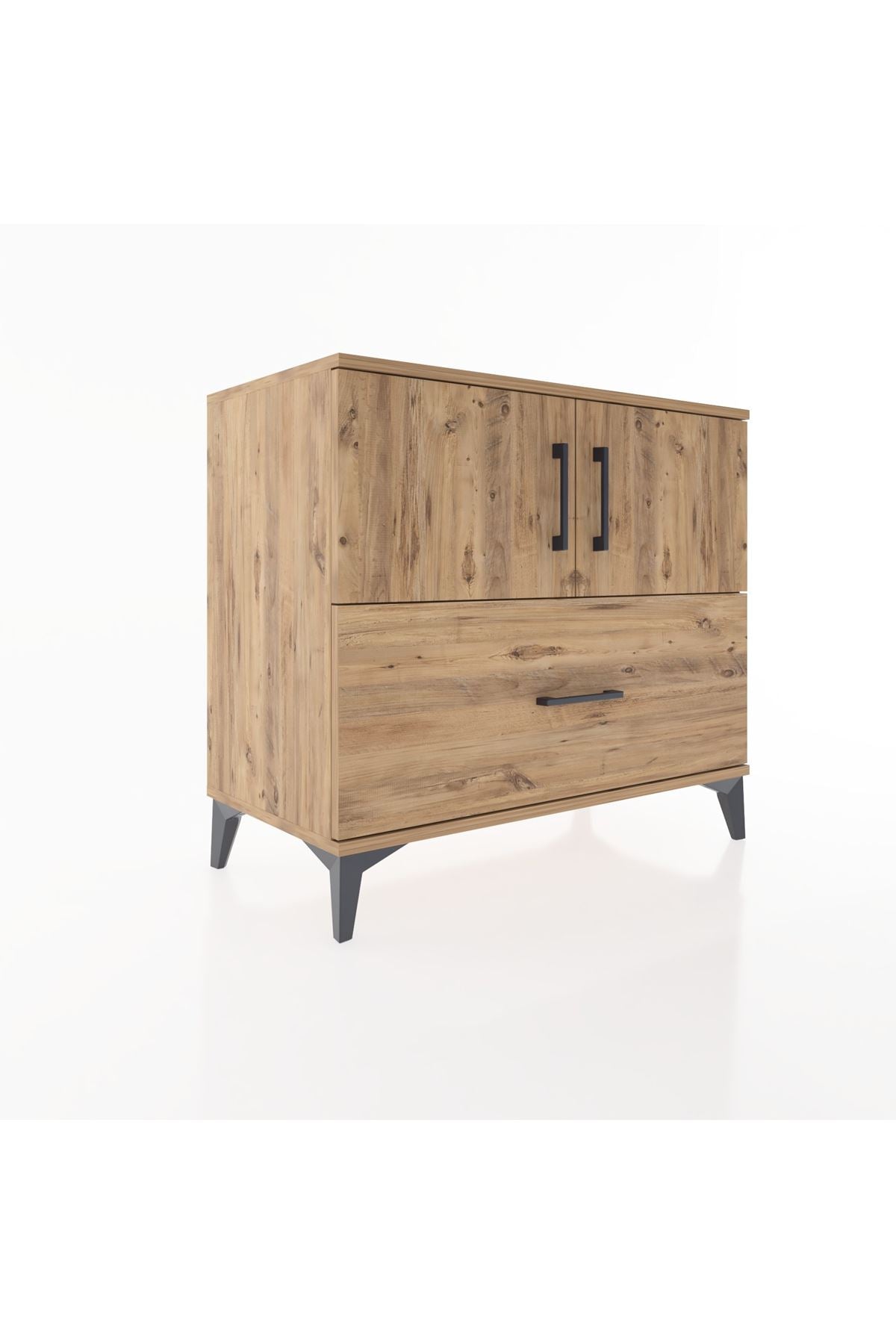 Hyperion Şifonyer Tek Raflı Tek Çekmeceli 2 Kapaklı 88x44x80 Çam-Çam