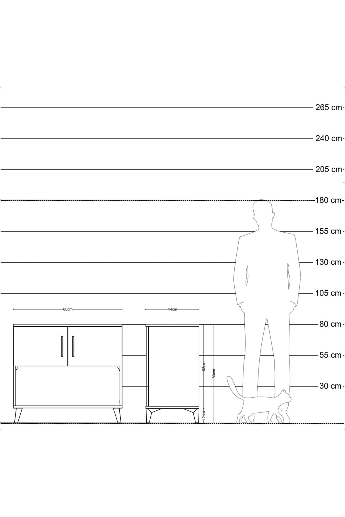 Hyperion Şifonyer Tek Raflı 2 Kapaklı 88x44x80 Çam-Aytaşı