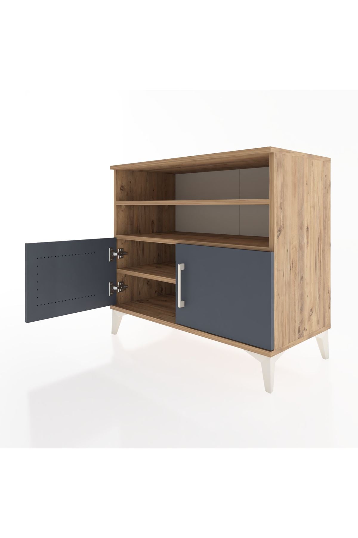 Hyperion Şifonyer 3 Raflı 2 Kapaklı 88x44x80 Çam-Antrasit