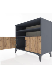 Hyperion Şifonyer 2 Raflı 2 Kapaklı 88x44x80 Antrasit-Çam