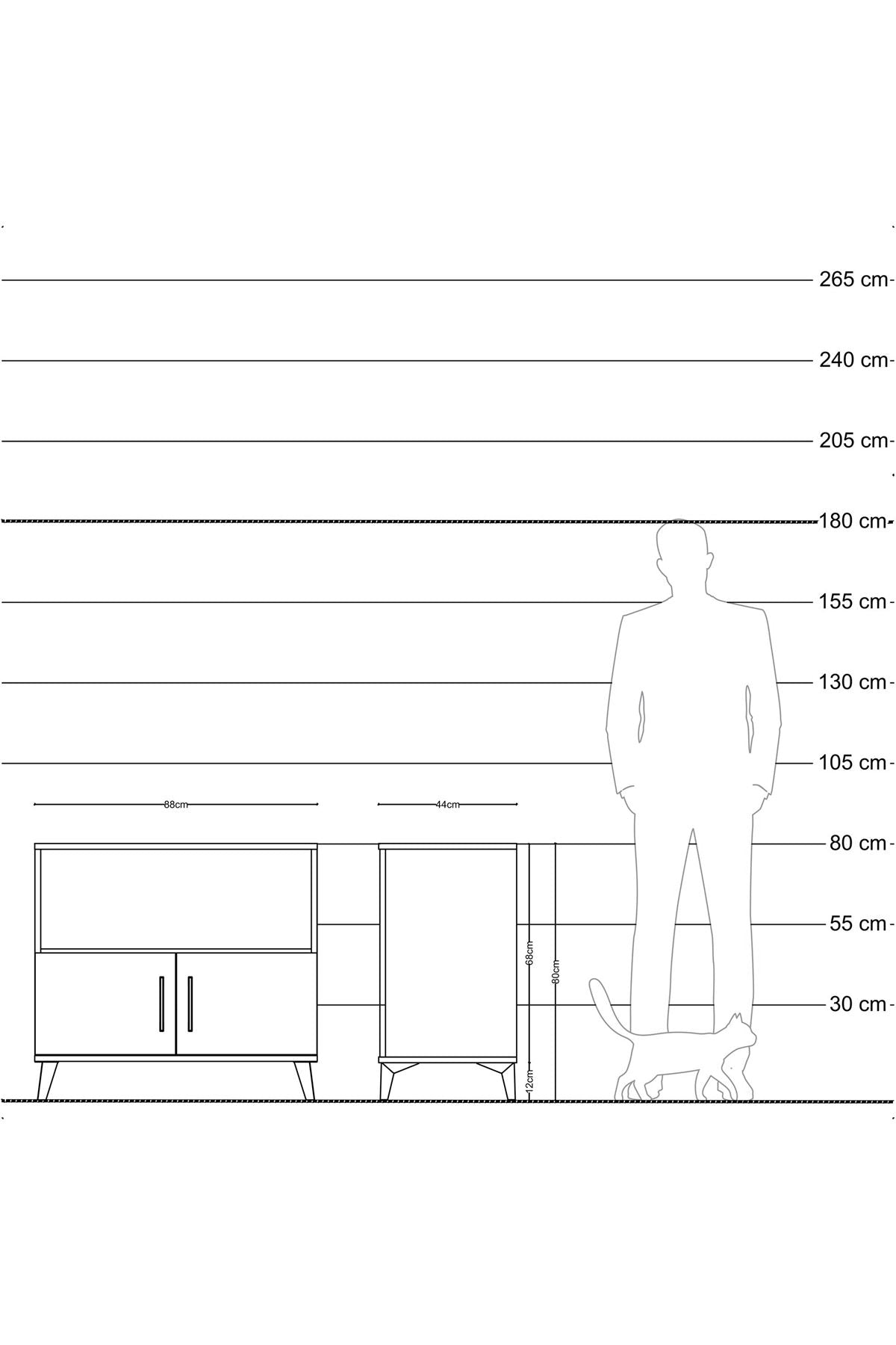 Hyperion Şifonyer 2 Raflı 2 Kapaklı 88x44x80 Antrasit-Aytaşı