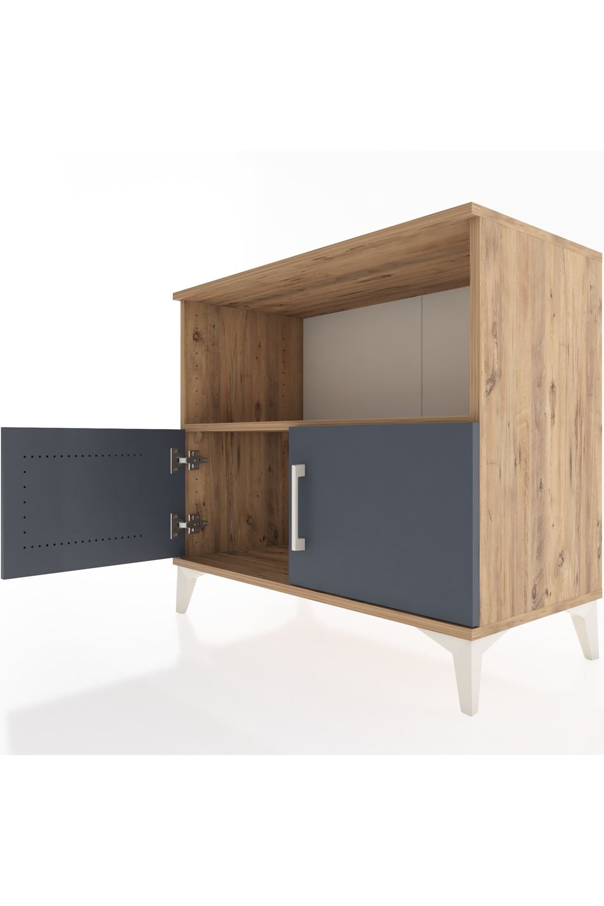 Hyperion Şifonyer Tek Raflı 2 Kapaklı 88x44x80 Çam-Antrasit