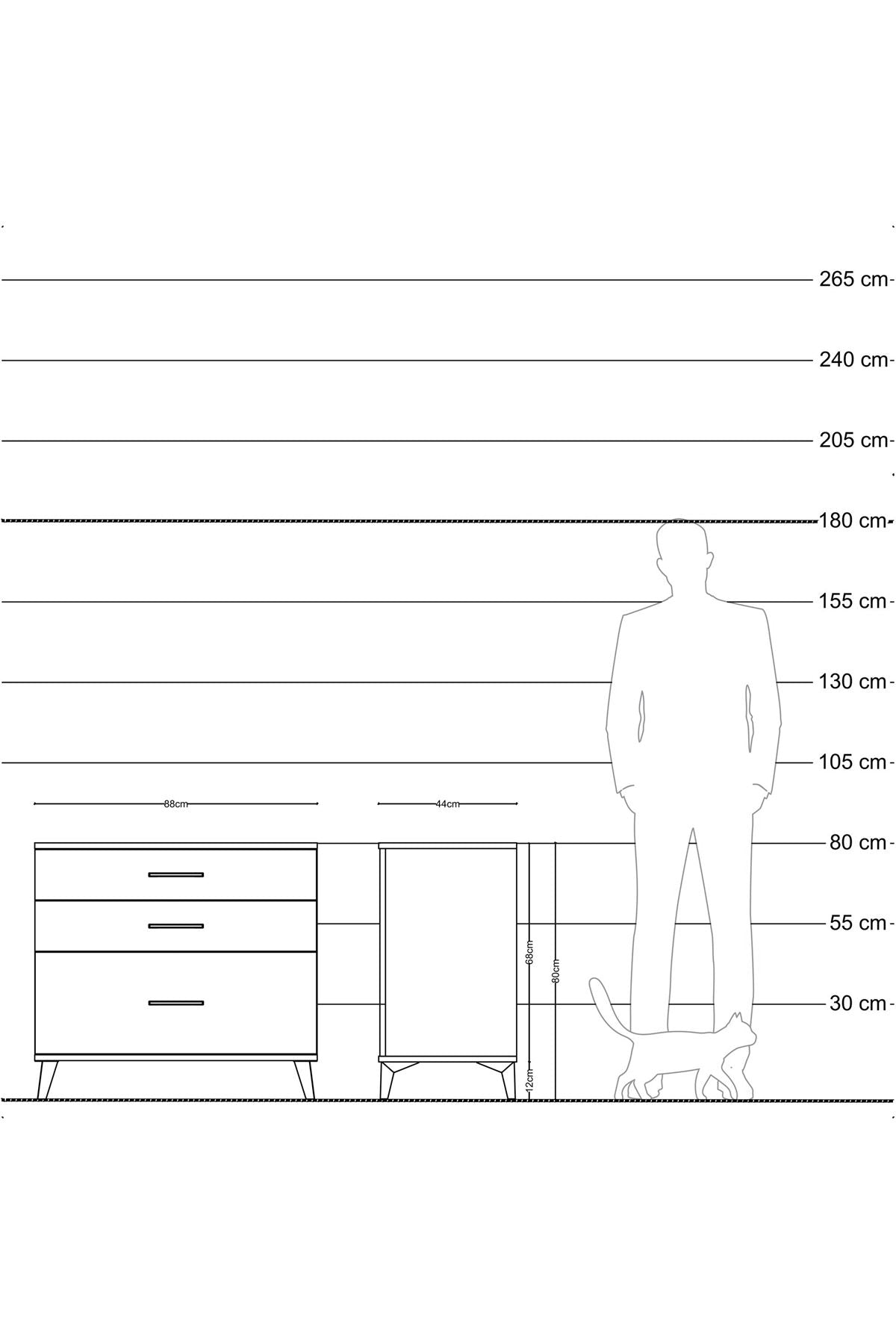 Hyperion Şifonyer 3 Çekmeceli 88x44x80 Antrasit-Aytaşı