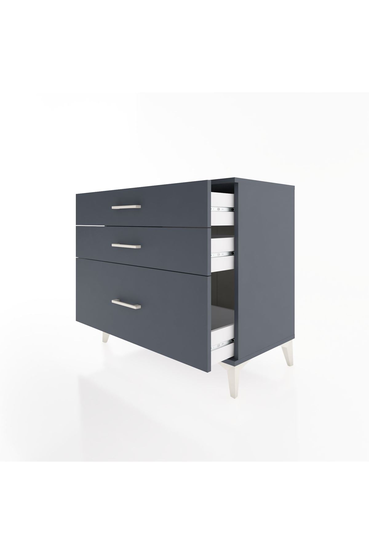 Hyperion Şifonyer 3 Çekmeceli 88x44x80 Antrasit-Antrasit