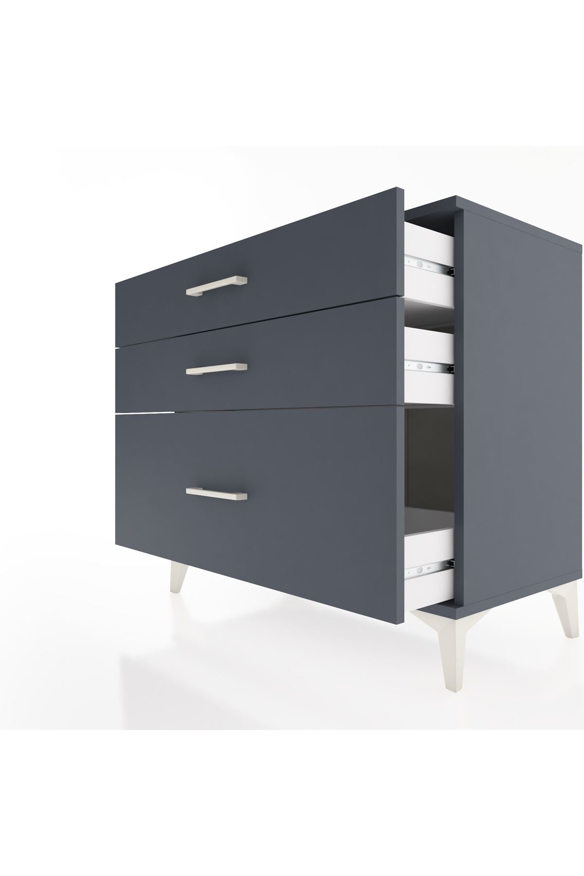 Hyperion Şifonyer 3 Çekmeceli 88x44x80 Antrasit-Antrasit