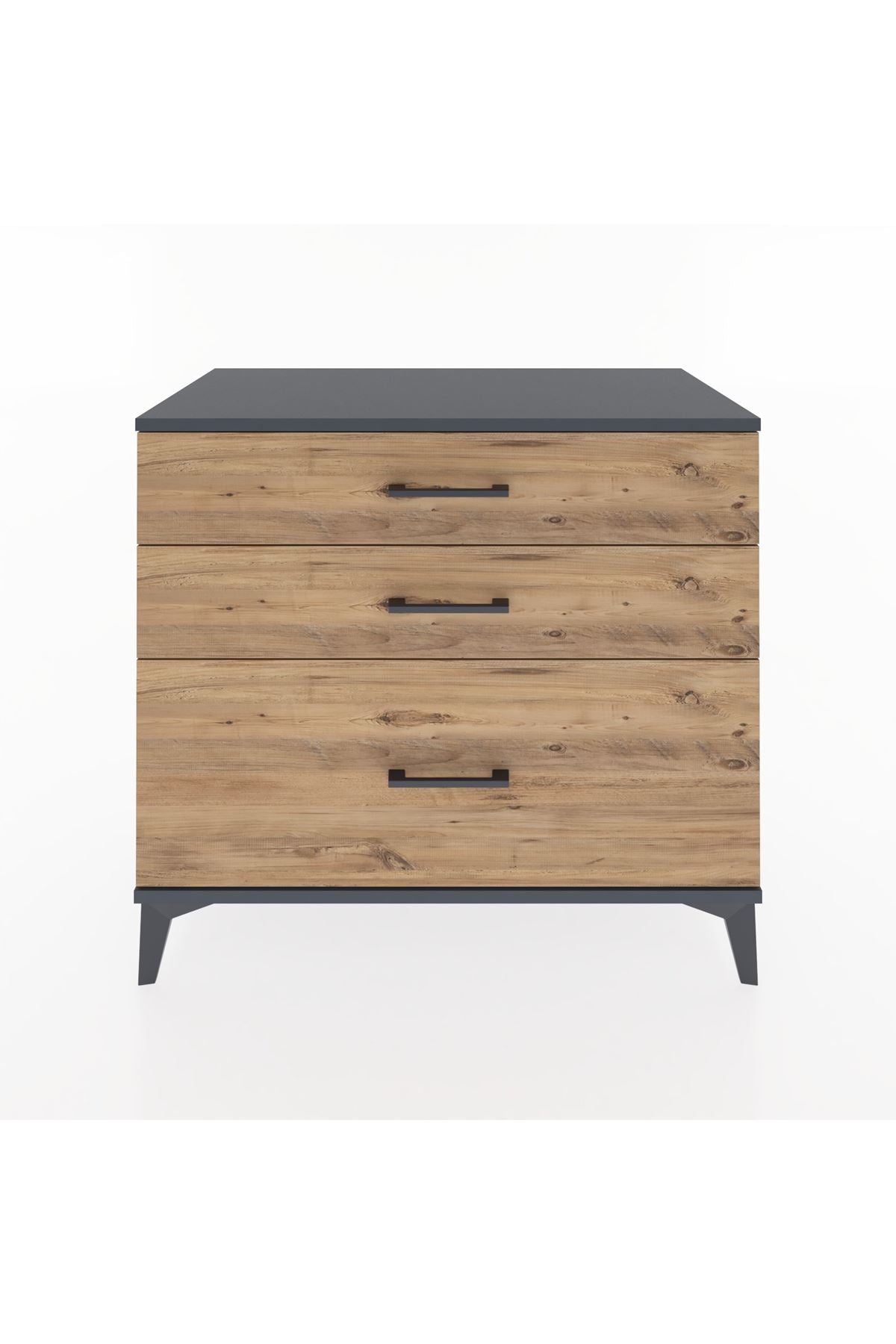 Hyperion Şifonyer 3 Çekmeceli 88x44x80 Antrasit-Çam