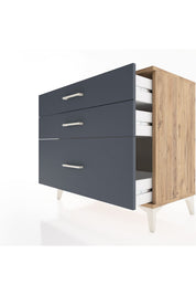 Hyperion Şifonyer 3 Çekmeceli 88x44x80 Çam-Antrasit