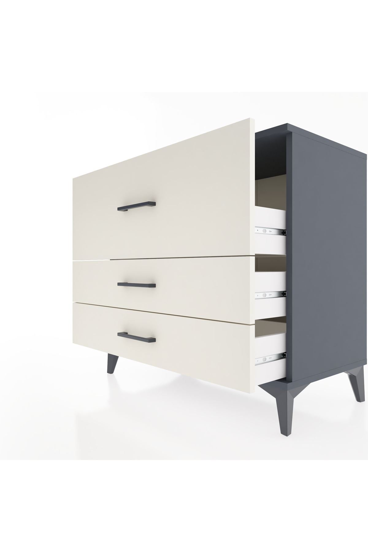 Hyperion Şifonyer 3 Çekmeceli 88x44x80 Antrasit-Aytaşı