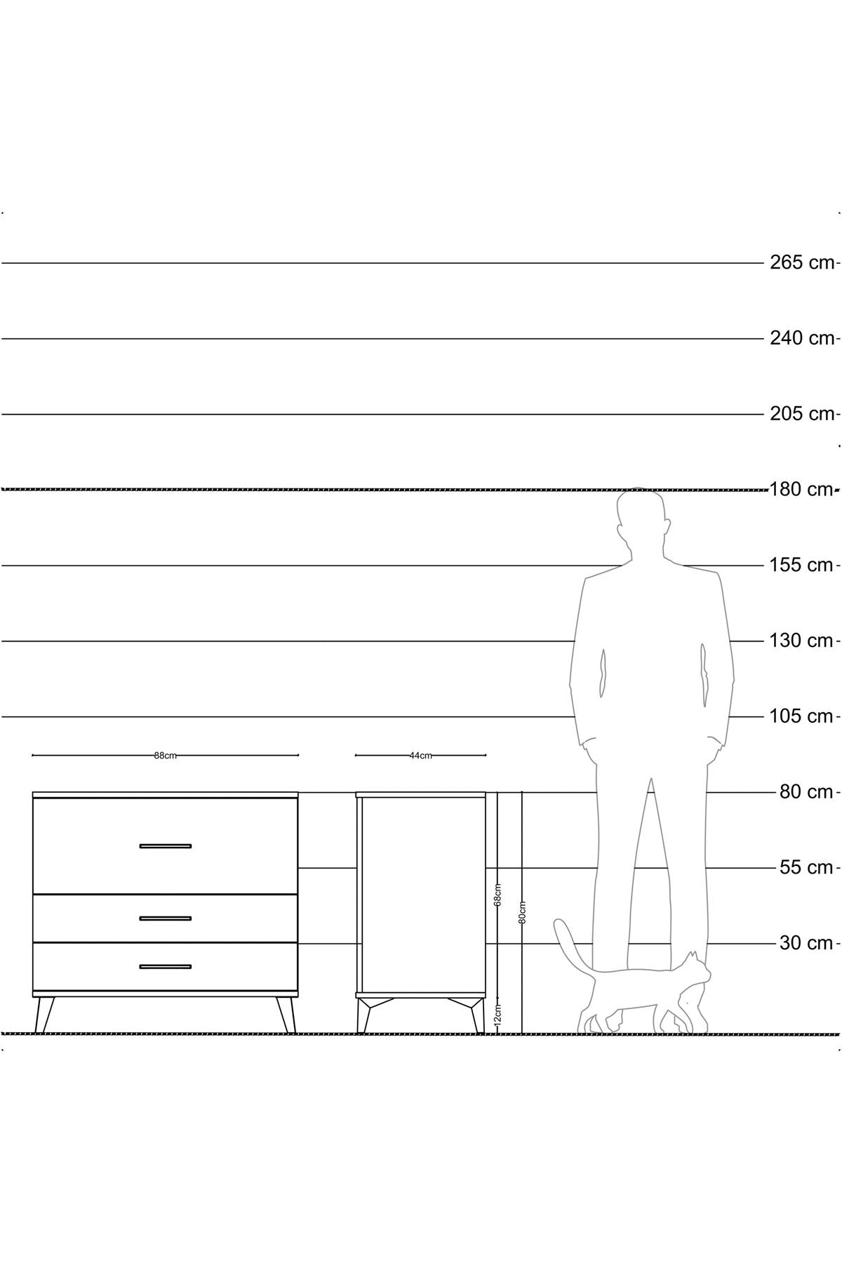Hyperion Şifonyer 3 Çekmeceli 88x44x80 Antrasit-Aytaşı