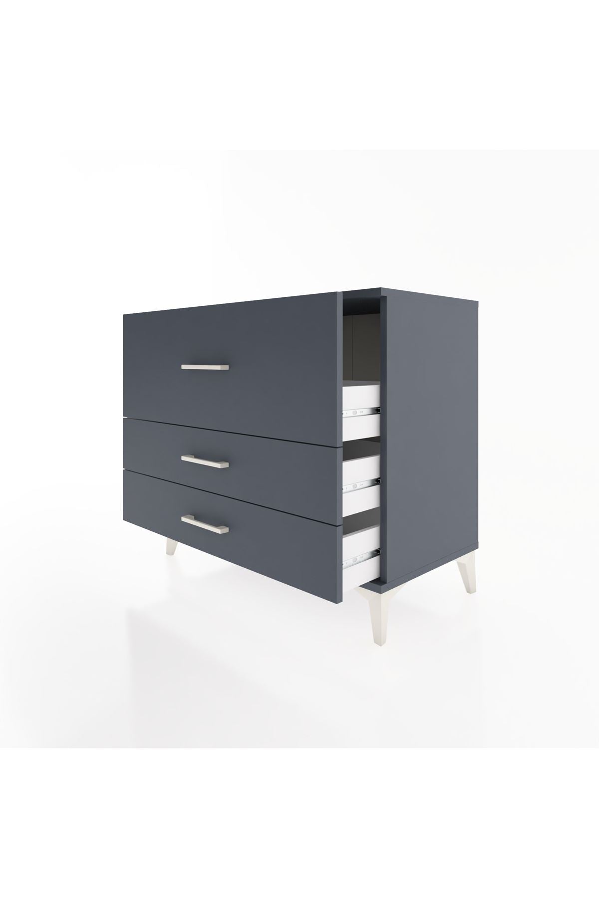 Hyperion Şifonyer 3 Çekmeceli 88x44x80 Antrasit-Antrasit