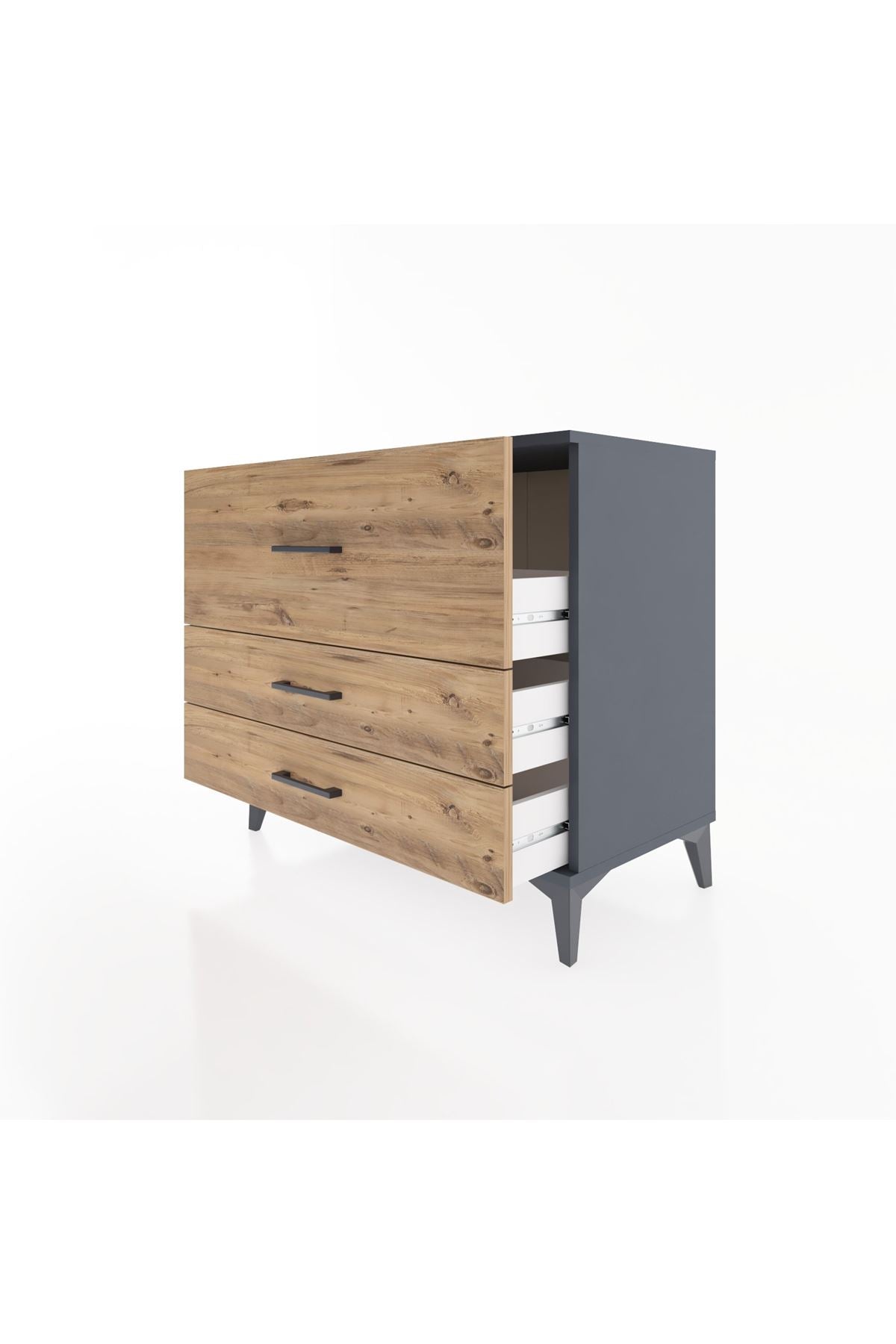 Hyperion Şifonyer 3 Çekmeceli 88x44x80 Antrasit-Çam