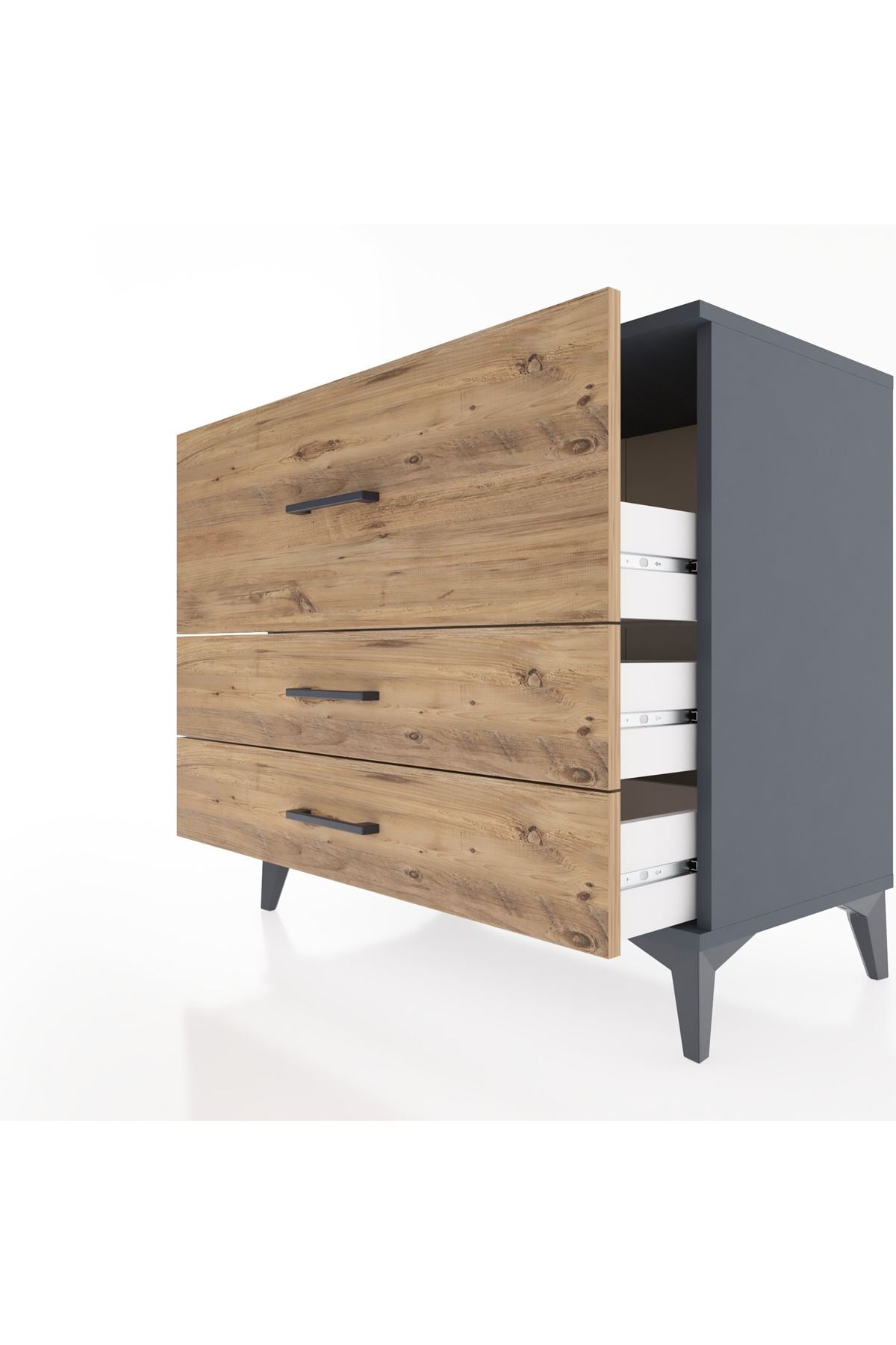 Hyperion Şifonyer 3 Çekmeceli 88x44x80 Antrasit-Çam