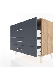 Hyperion Şifonyer 3 Çekmeceli 88x44x80 Çam-Antrasit