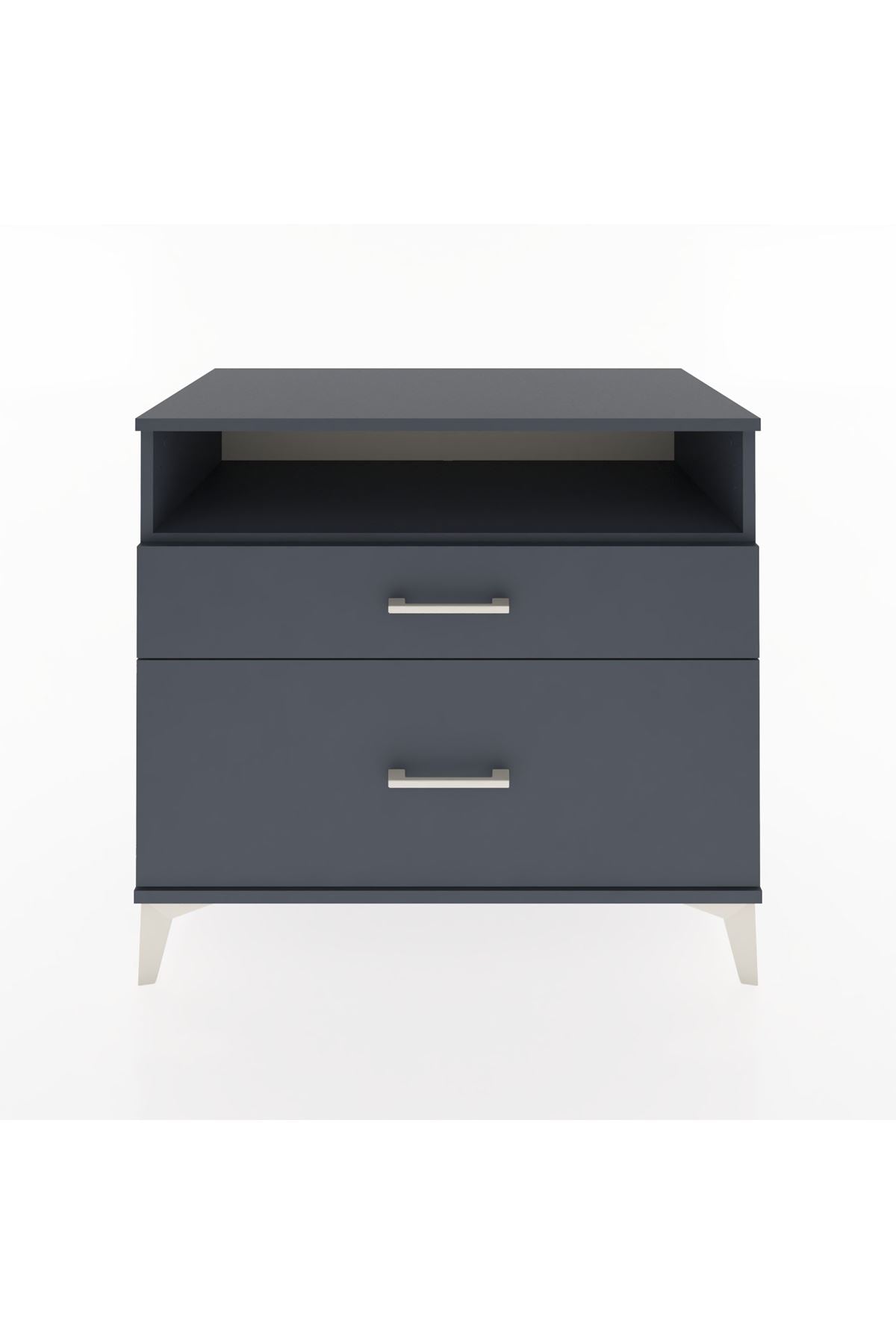 Hyperion Şifonyer Tek Raflı 2 Çekmeceli 88x44x80 Antrasit-Antrasit