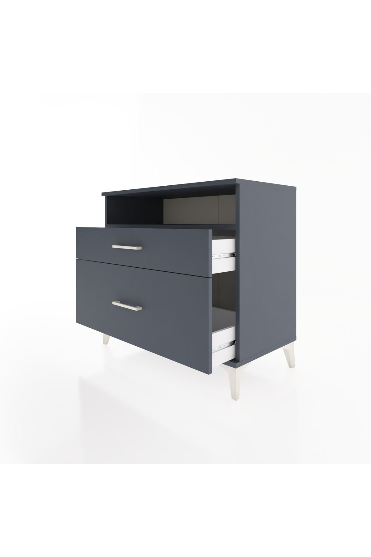 Hyperion Şifonyer Tek Raflı 2 Çekmeceli 88x44x80 Antrasit-Antrasit