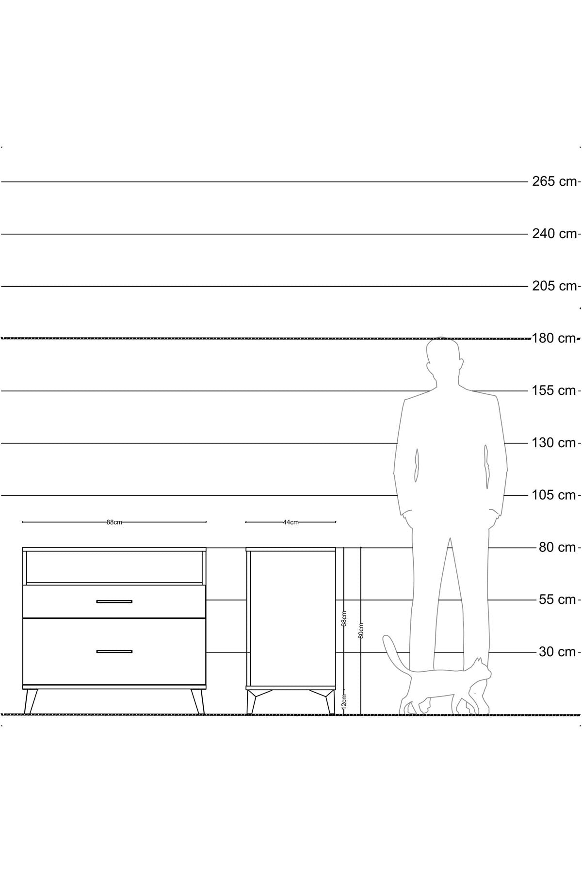 Hyperion Şifonyer Tek Raflı 2 Çekmeceli 88x44x80 Antrasit-Antrasit