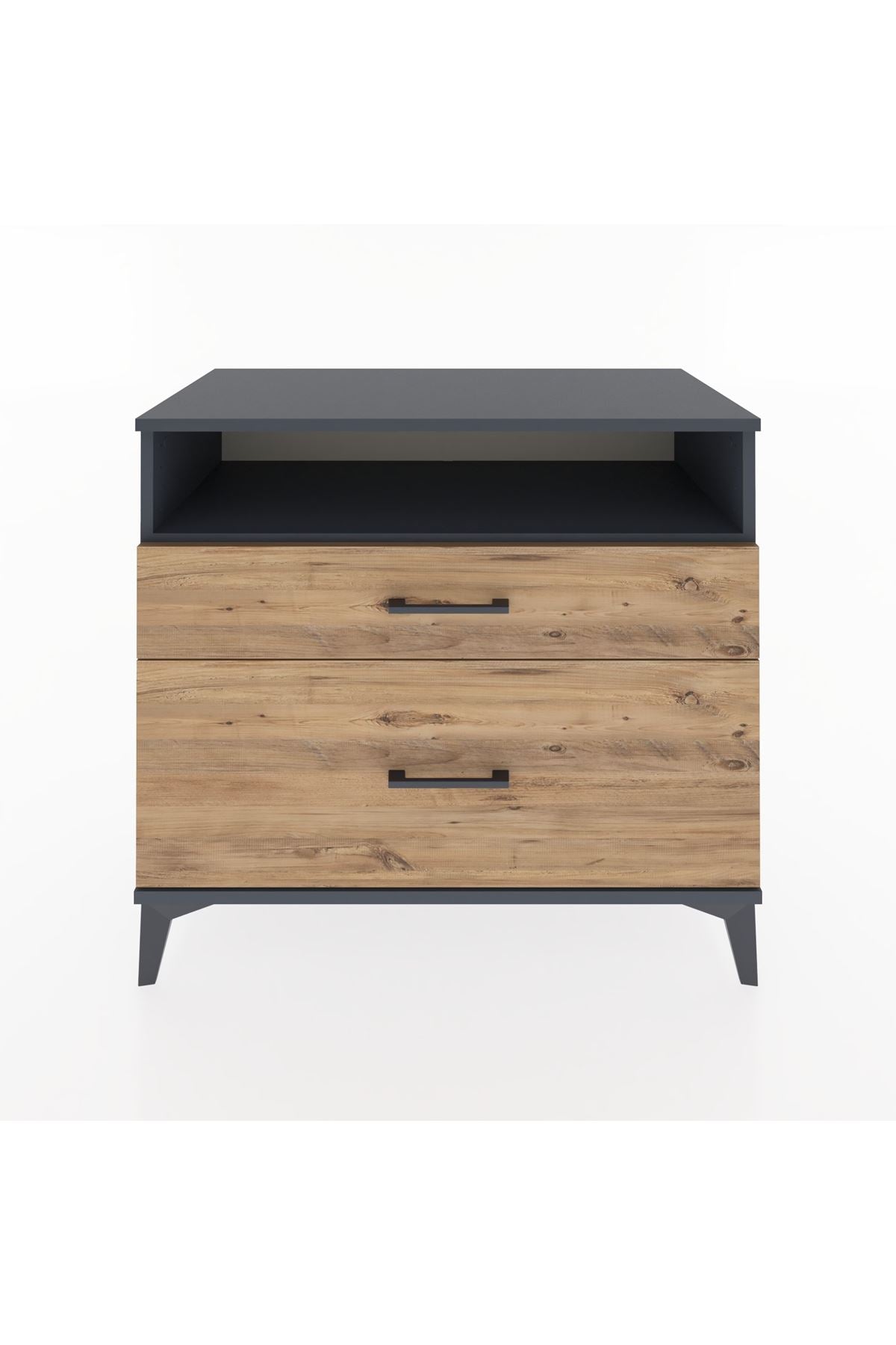 Hyperion Şifonyer Tek Raflı 2 Çekmeceli 88x44x80 Antrasit-Çam