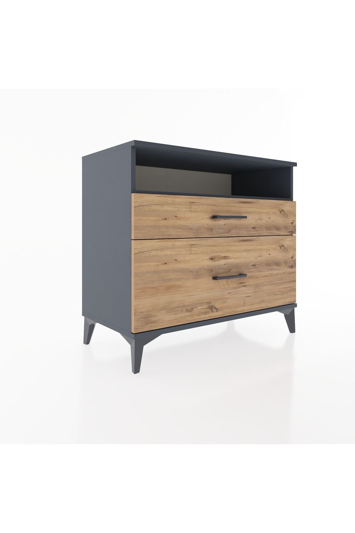 Hyperion Şifonyer Tek Raflı 2 Çekmeceli 88x44x80 Antrasit-Çam