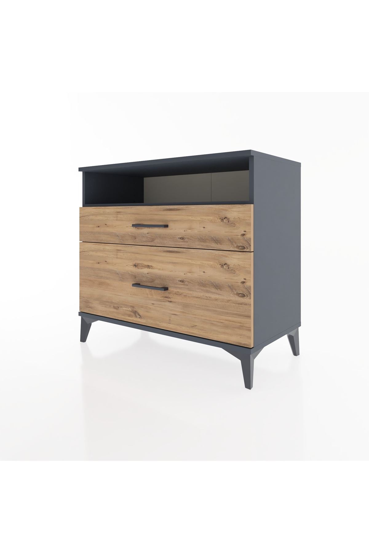 Hyperion Şifonyer Tek Raflı 2 Çekmeceli 88x44x80 Antrasit-Çam