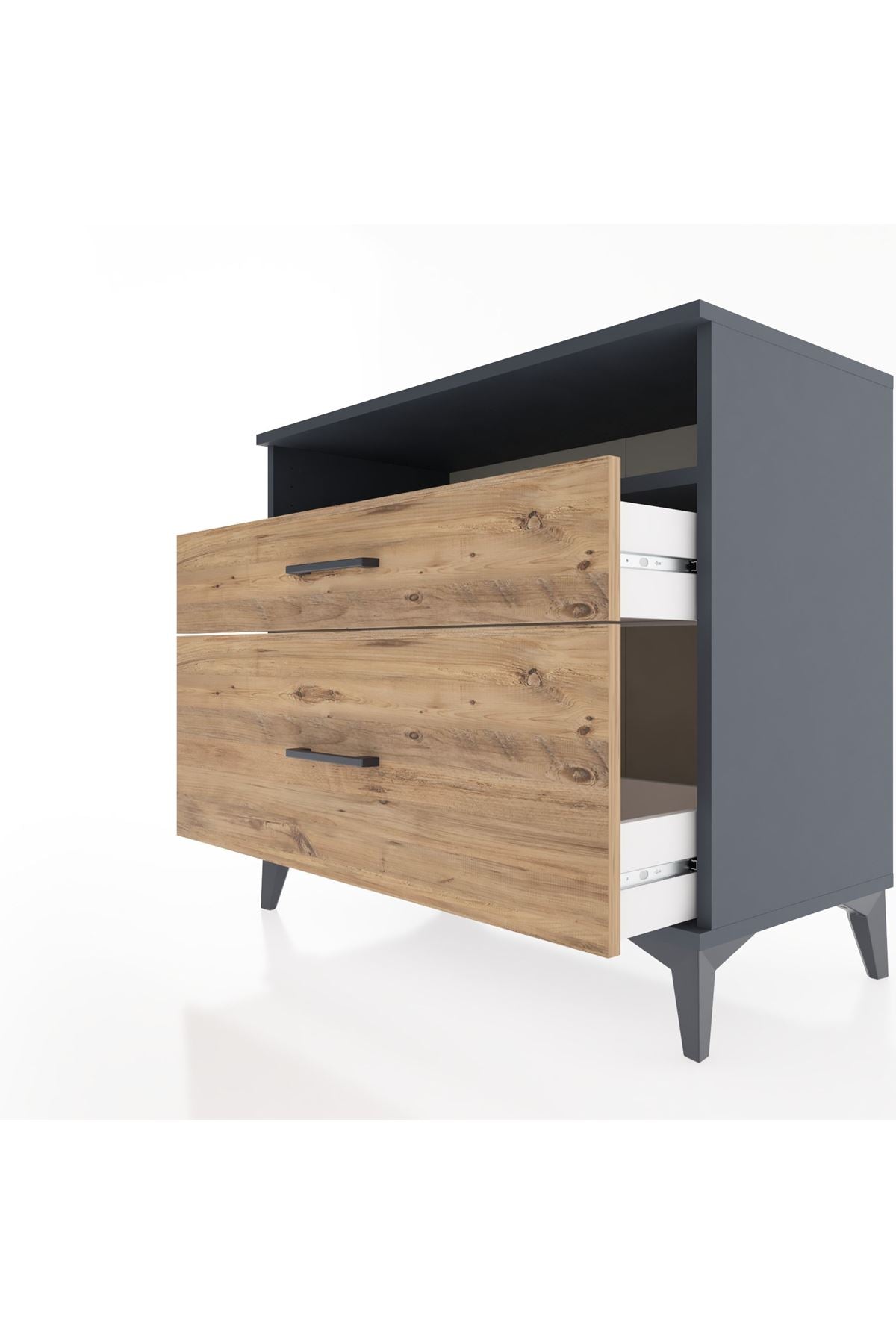 Hyperion Şifonyer Tek Raflı 2 Çekmeceli 88x44x80 Antrasit-Çam