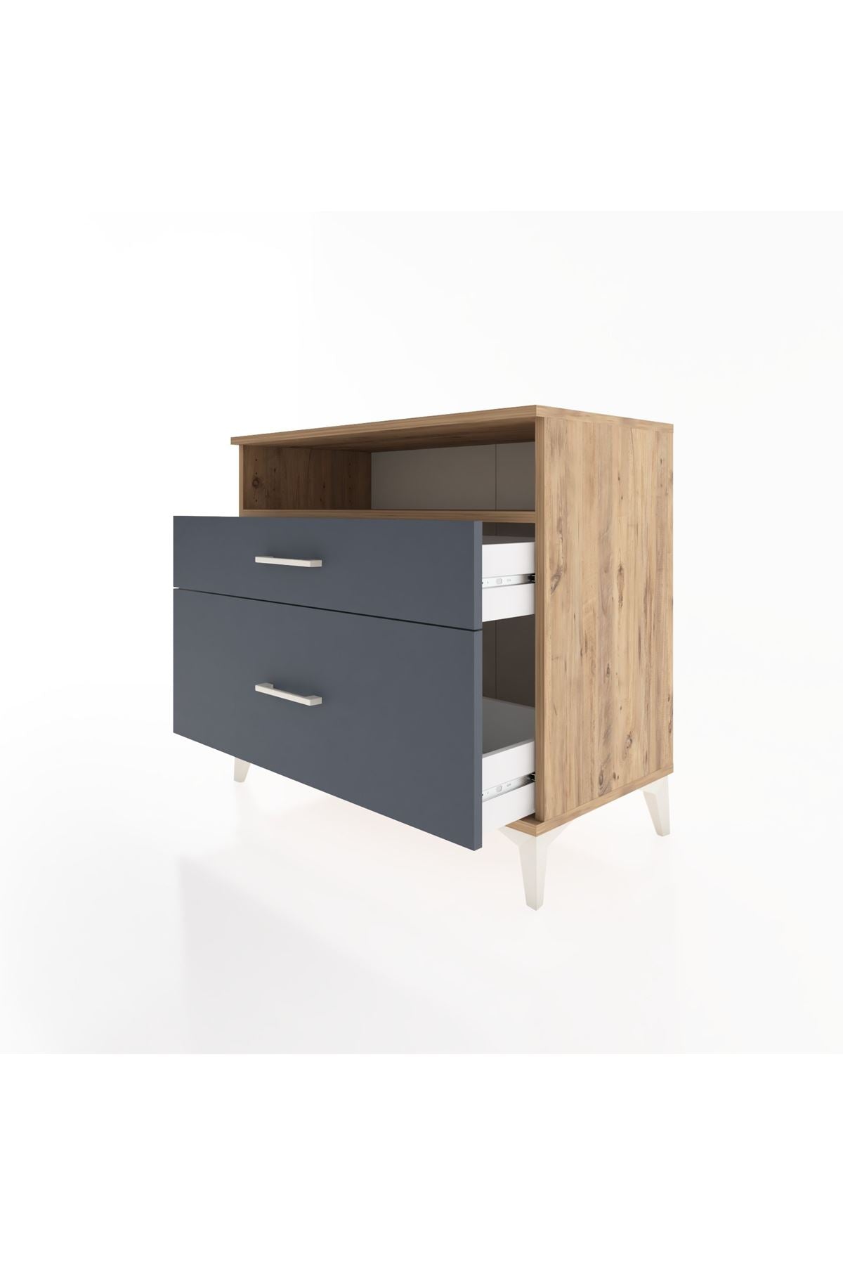 Hyperion Şifonyer Tek Raflı 2 Çekmeceli 88x44x80 Çam-Antrasit