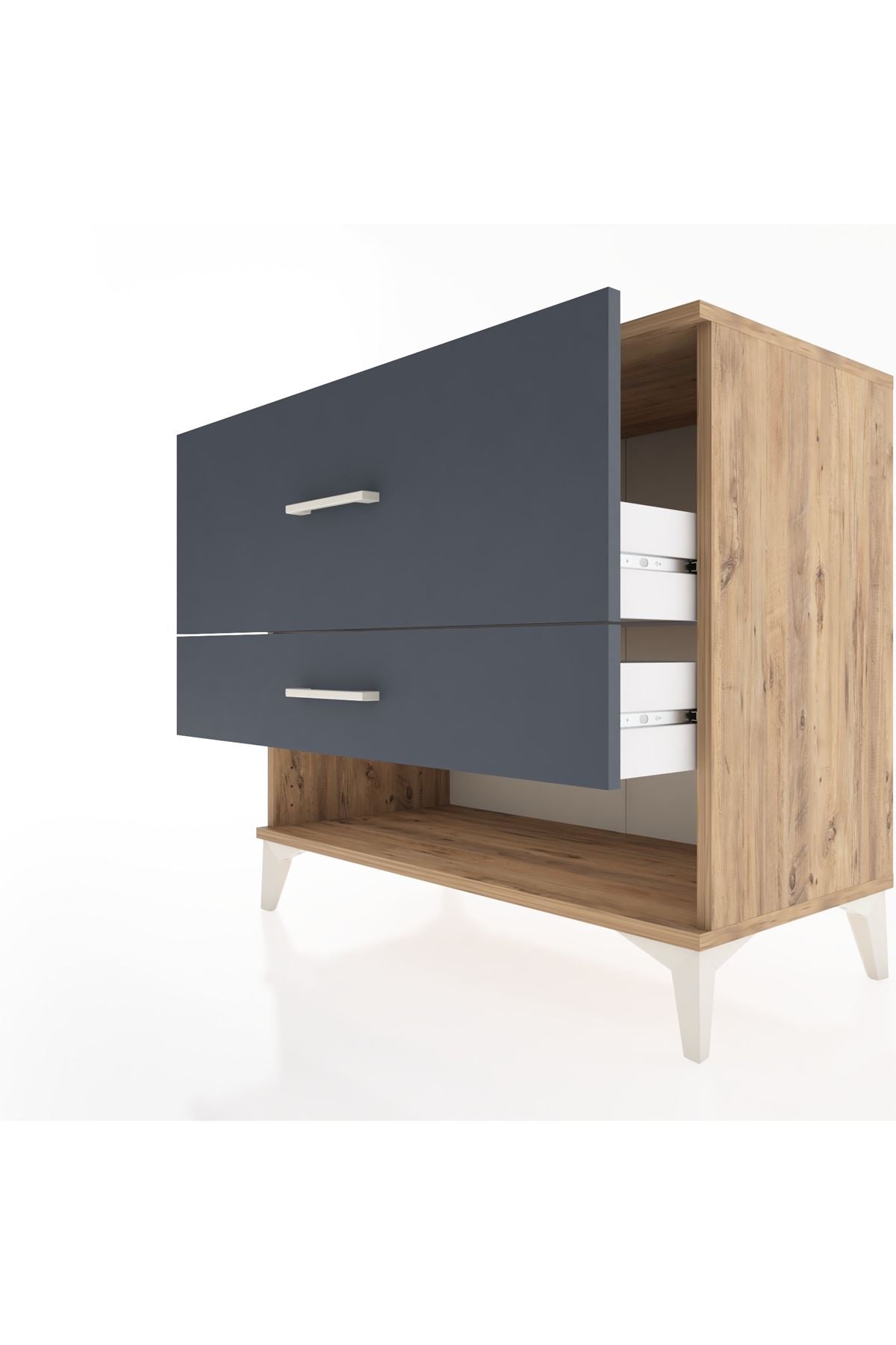 Hyperion Şifonyer 2 Çekmeceli 88x44x80 Çam-Antrasit