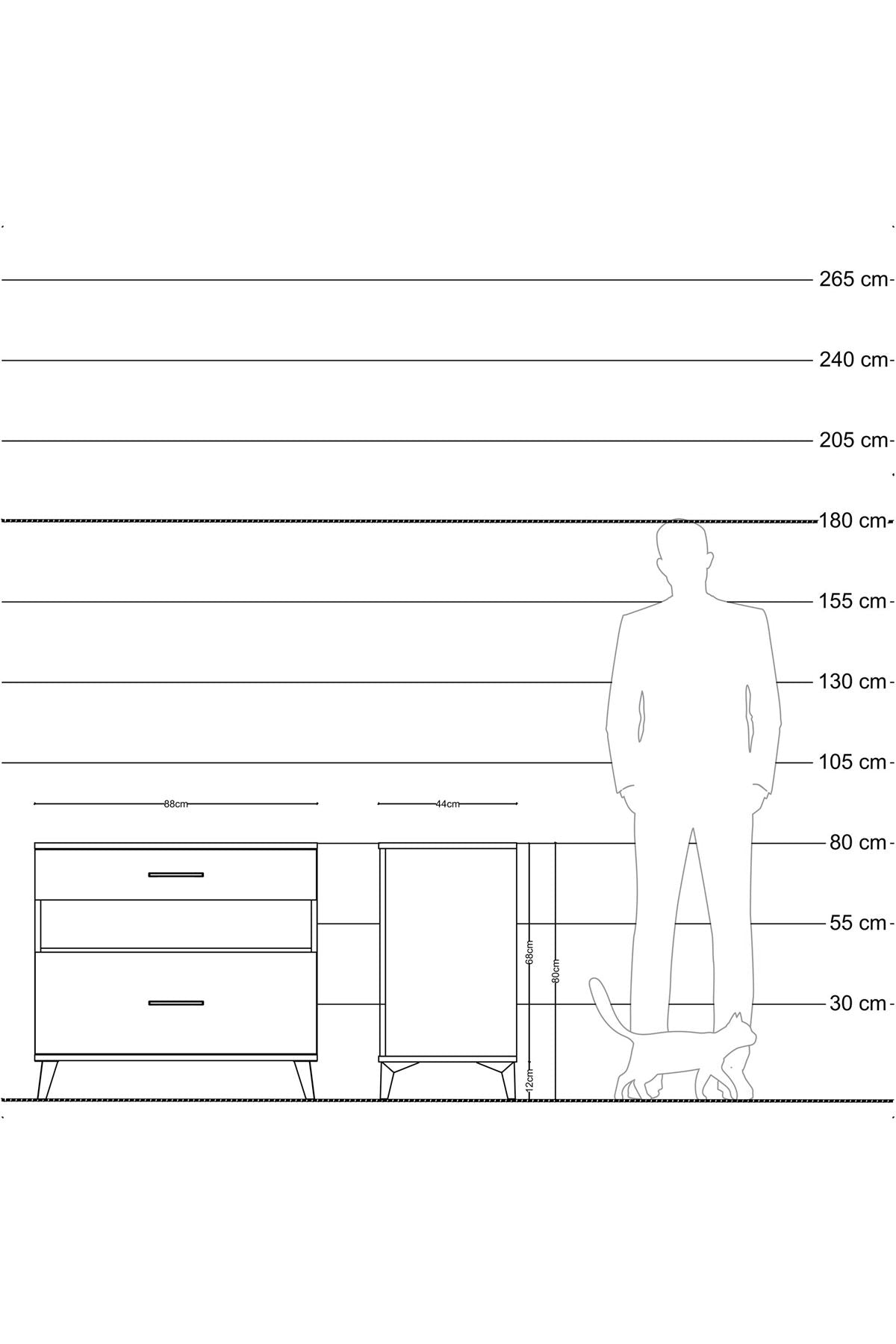 Hyperion Şifonyer Tek Raflı 2 Çekmeceli 88x44x80 Antrasit-Aytaşı
