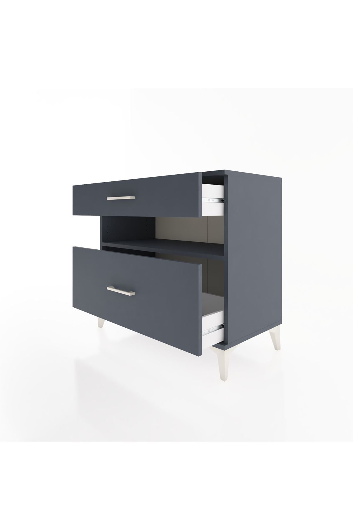Hyperion Şifonyer Tek Raflı 2 Çekmeceli 88x44x80 Antrasit-Antrasit