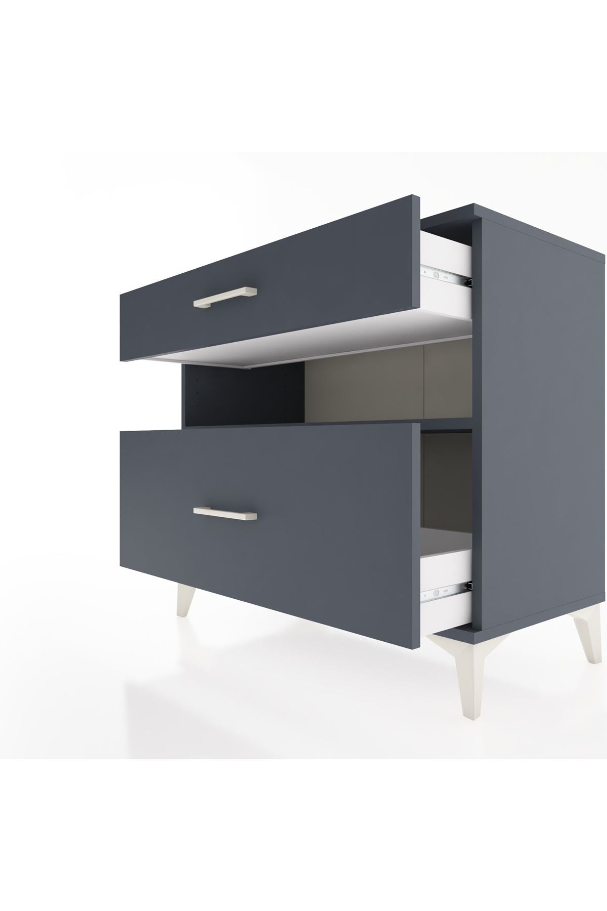 Hyperion Şifonyer Tek Raflı 2 Çekmeceli 88x44x80 Antrasit-Antrasit