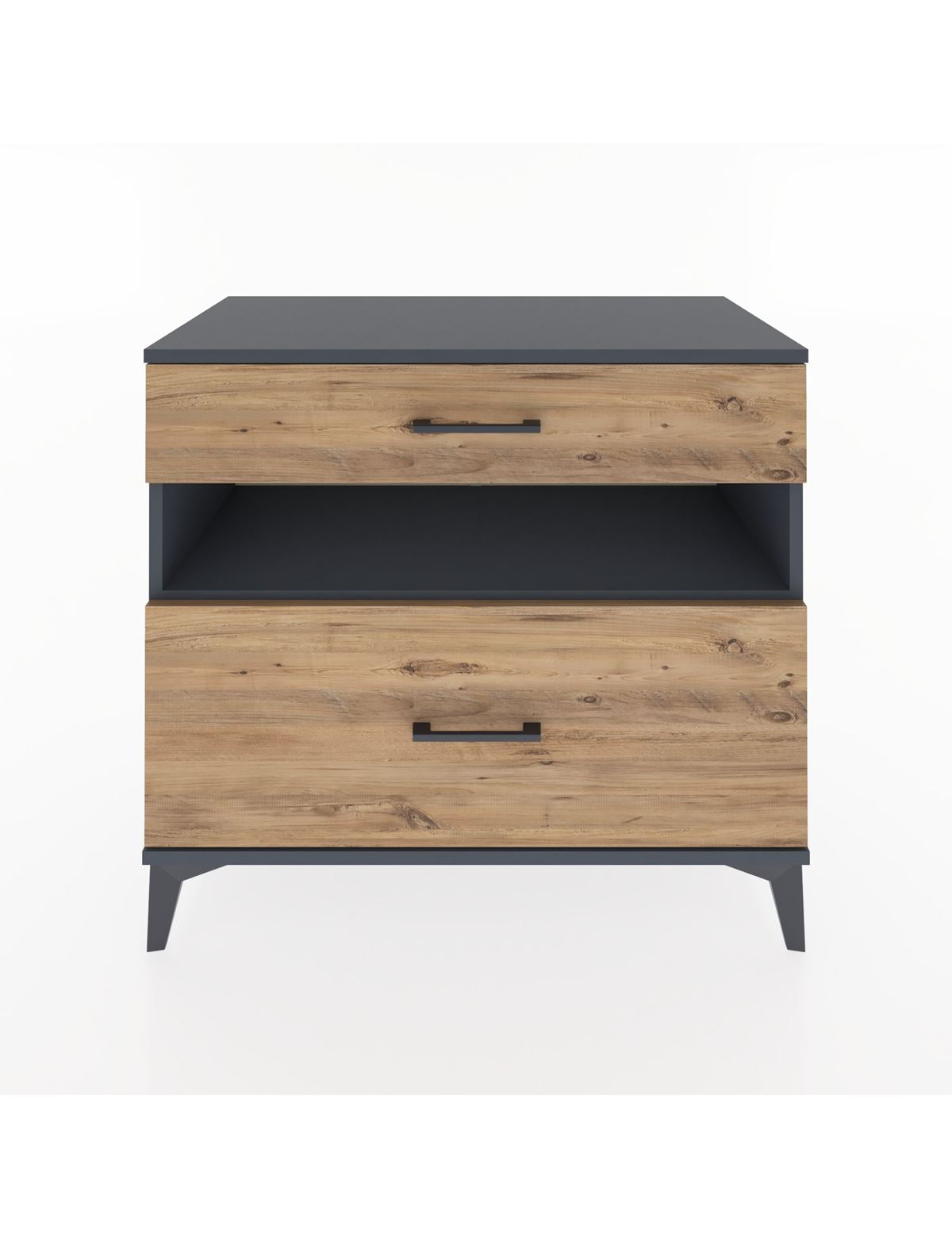 Hyperion Şifonyer Tek Raflı 2 Çekmeceli 88x44x80 Antrasit-Çam