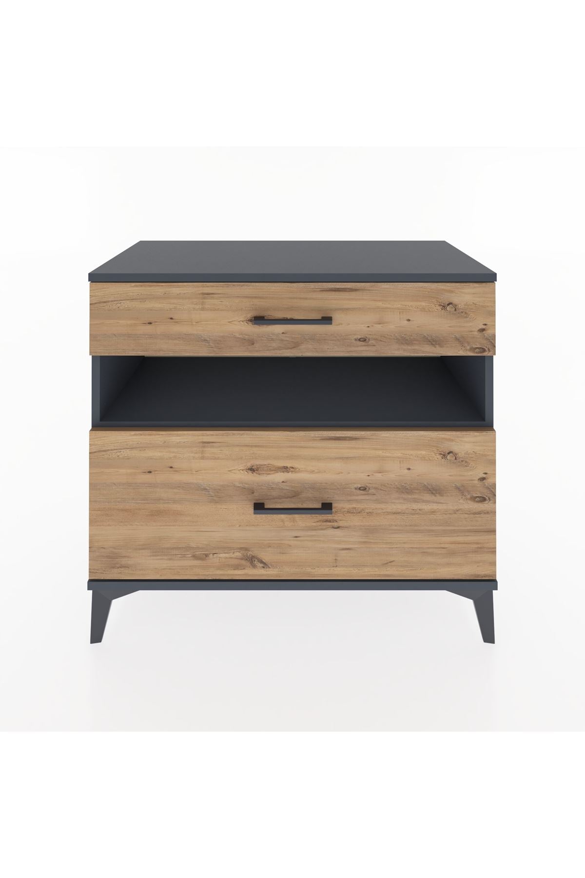 Hyperion Şifonyer Tek Raflı 2 Çekmeceli 88x44x80 Antrasit-Çam