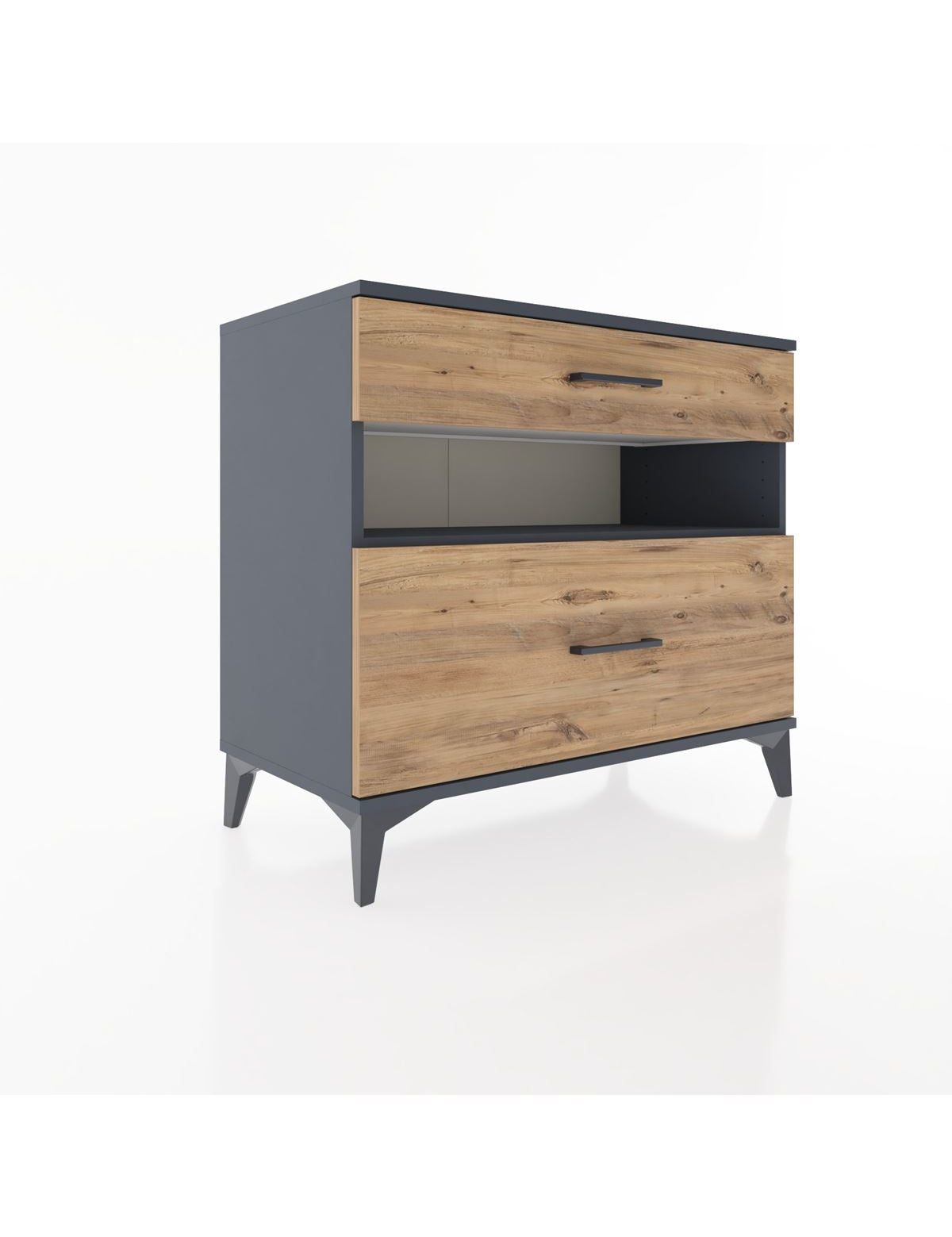 Hyperion Şifonyer Tek Raflı 2 Çekmeceli 88x44x80 Antrasit-Çam