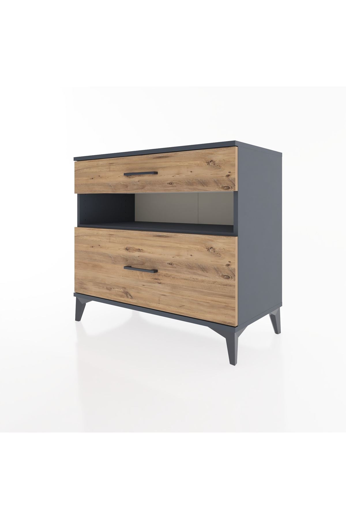 Hyperion Şifonyer Tek Raflı 2 Çekmeceli 88x44x80 Antrasit-Çam