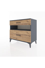 Hyperion Şifonyer Tek Raflı 2 Çekmeceli 88x44x80 Antrasit-Çam