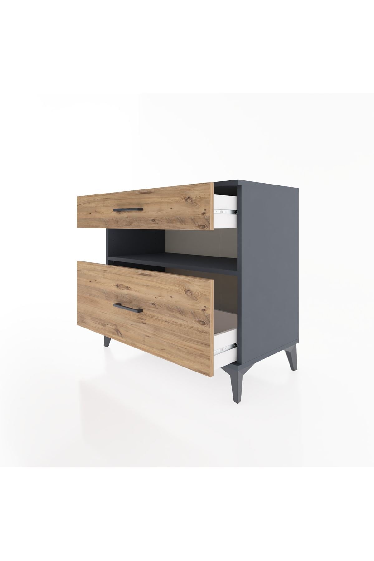 Hyperion Şifonyer Tek Raflı 2 Çekmeceli 88x44x80 Antrasit-Çam