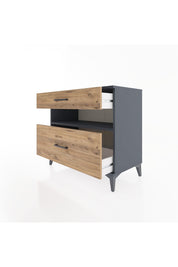 Hyperion Şifonyer Tek Raflı 2 Çekmeceli 88x44x80 Antrasit-Çam