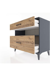 Hyperion Şifonyer Tek Raflı 2 Çekmeceli 88x44x80 Antrasit-Çam