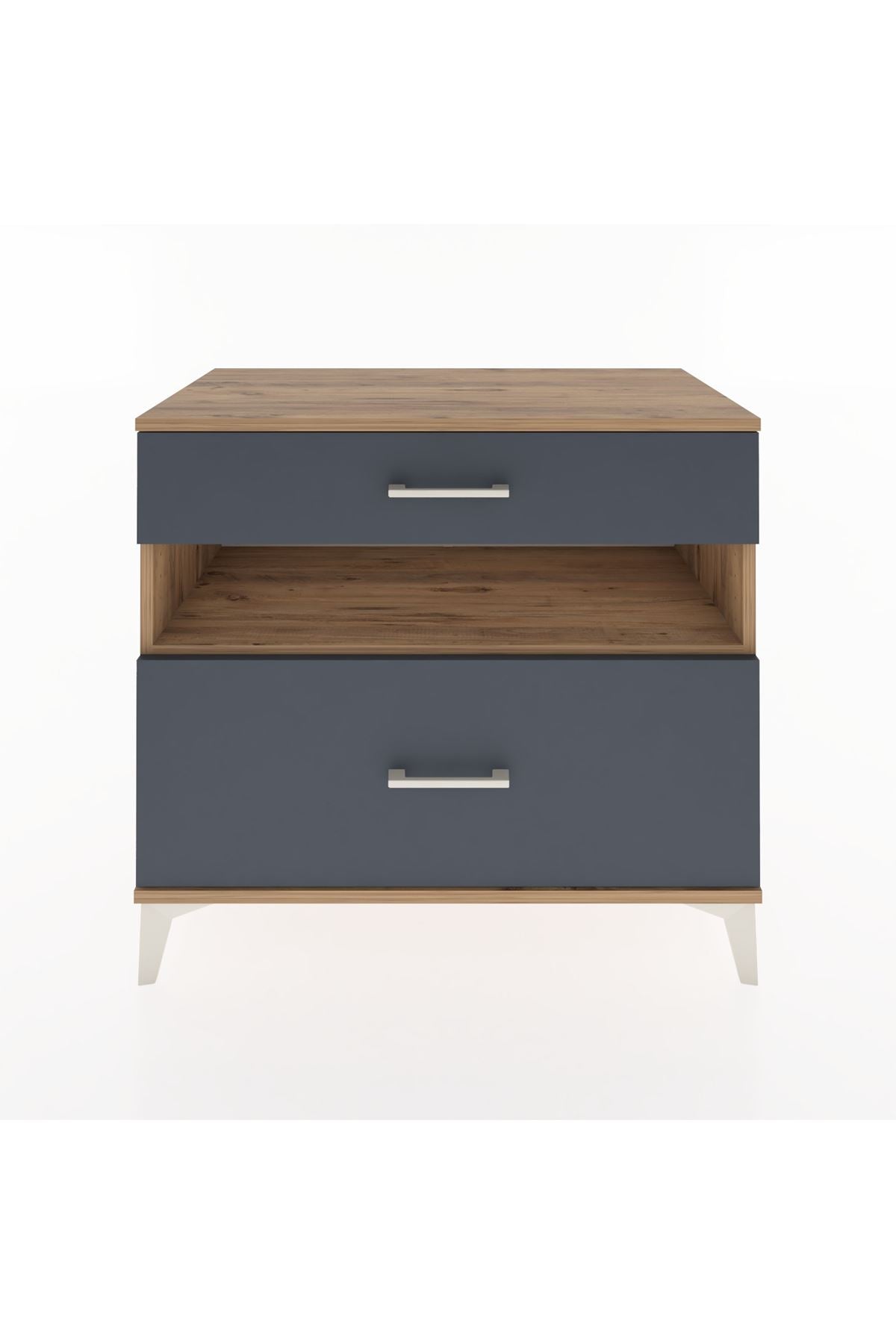 Hyperion Şifonyer Tek Raflı 2 Çekmeceli 88x44x80 Çam-Antrasit