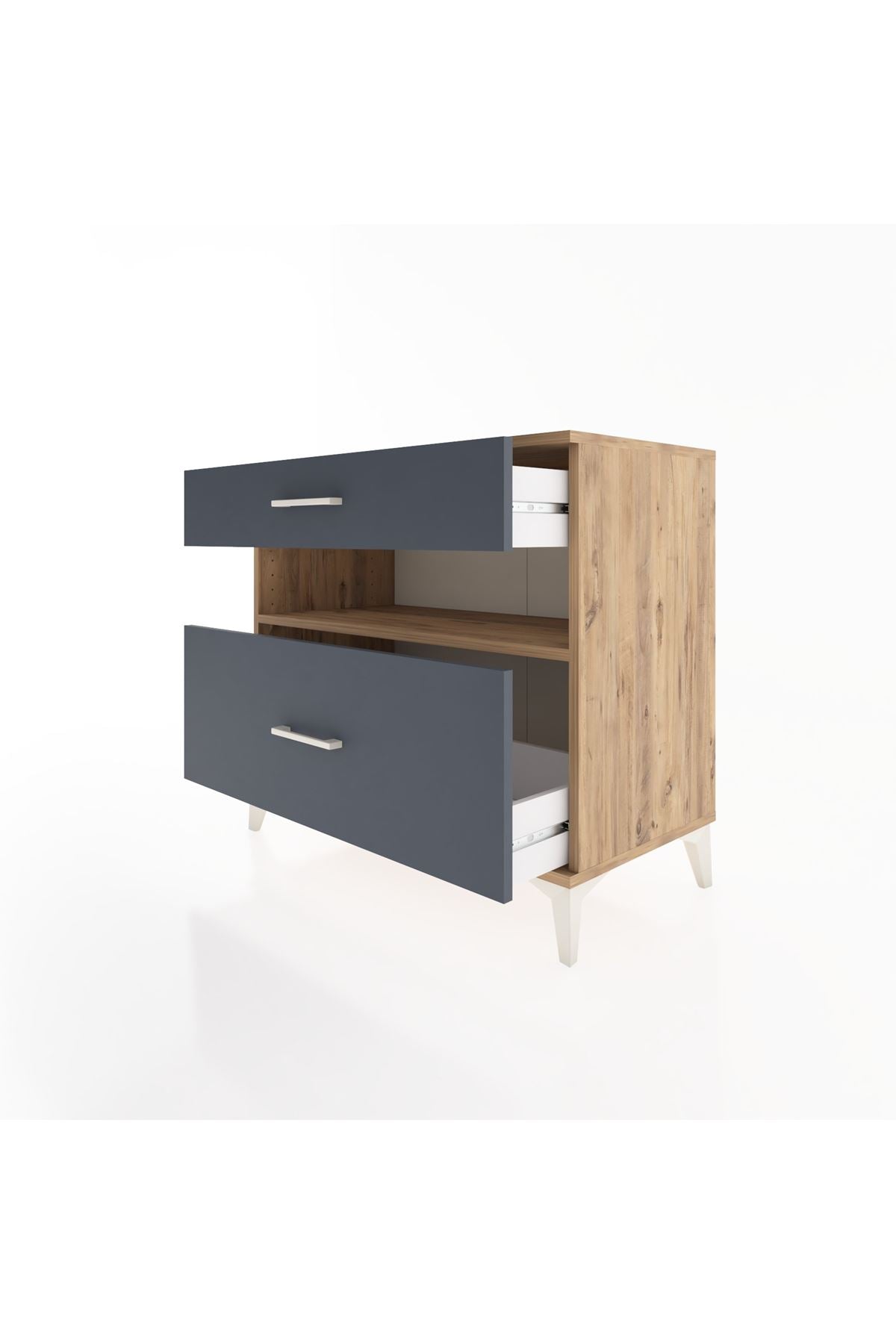 Hyperion Şifonyer Tek Raflı 2 Çekmeceli 88x44x80 Çam-Antrasit