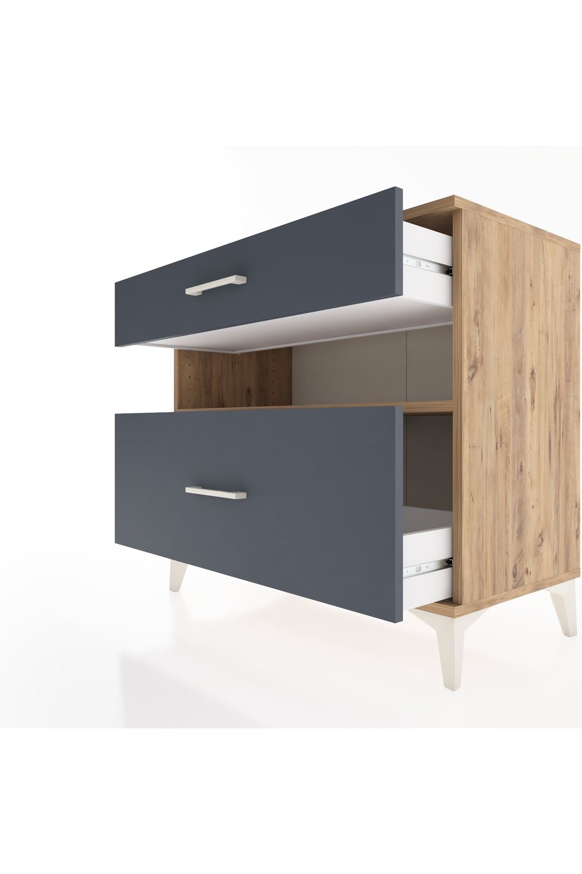 Hyperion Şifonyer Tek Raflı 2 Çekmeceli 88x44x80 Çam-Antrasit