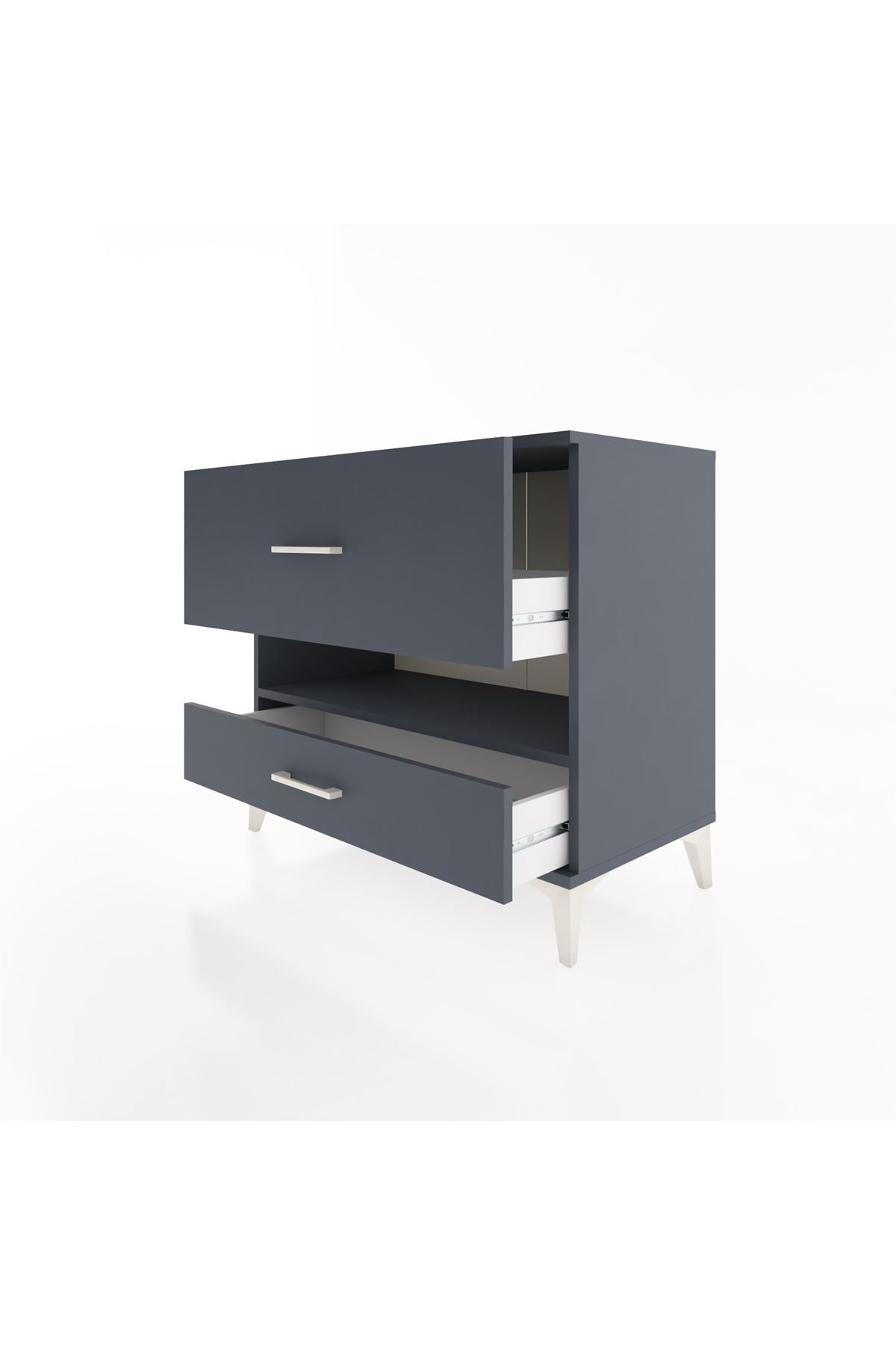 Hyperion Şifonyer Tek Raflı 2 Çekmeceli 88x44x80 Antrasit-Antrasit