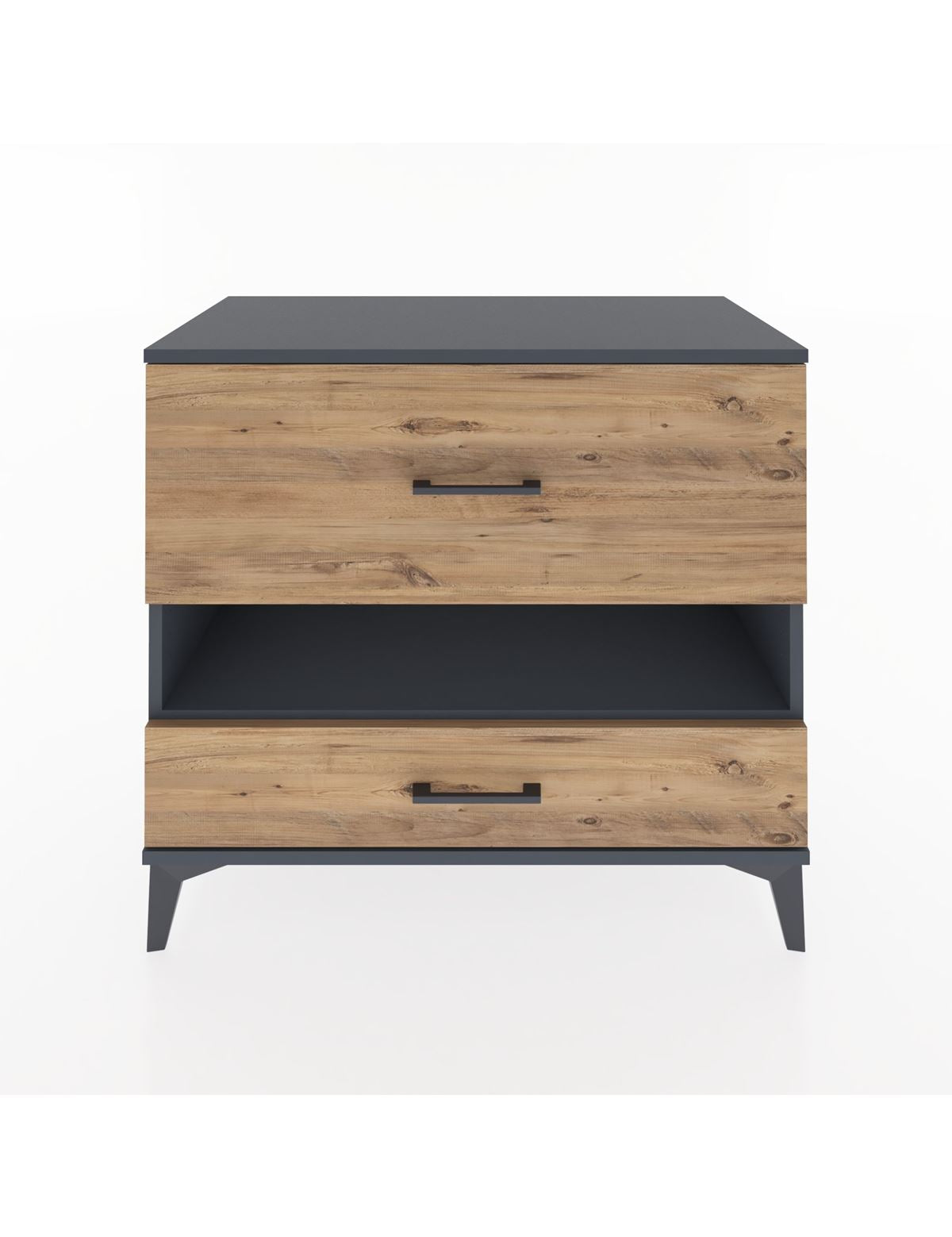 Hyperion Şifonyer Tek Raflı 2 Çekmeceli 88x44x80 Antrasit-Çam