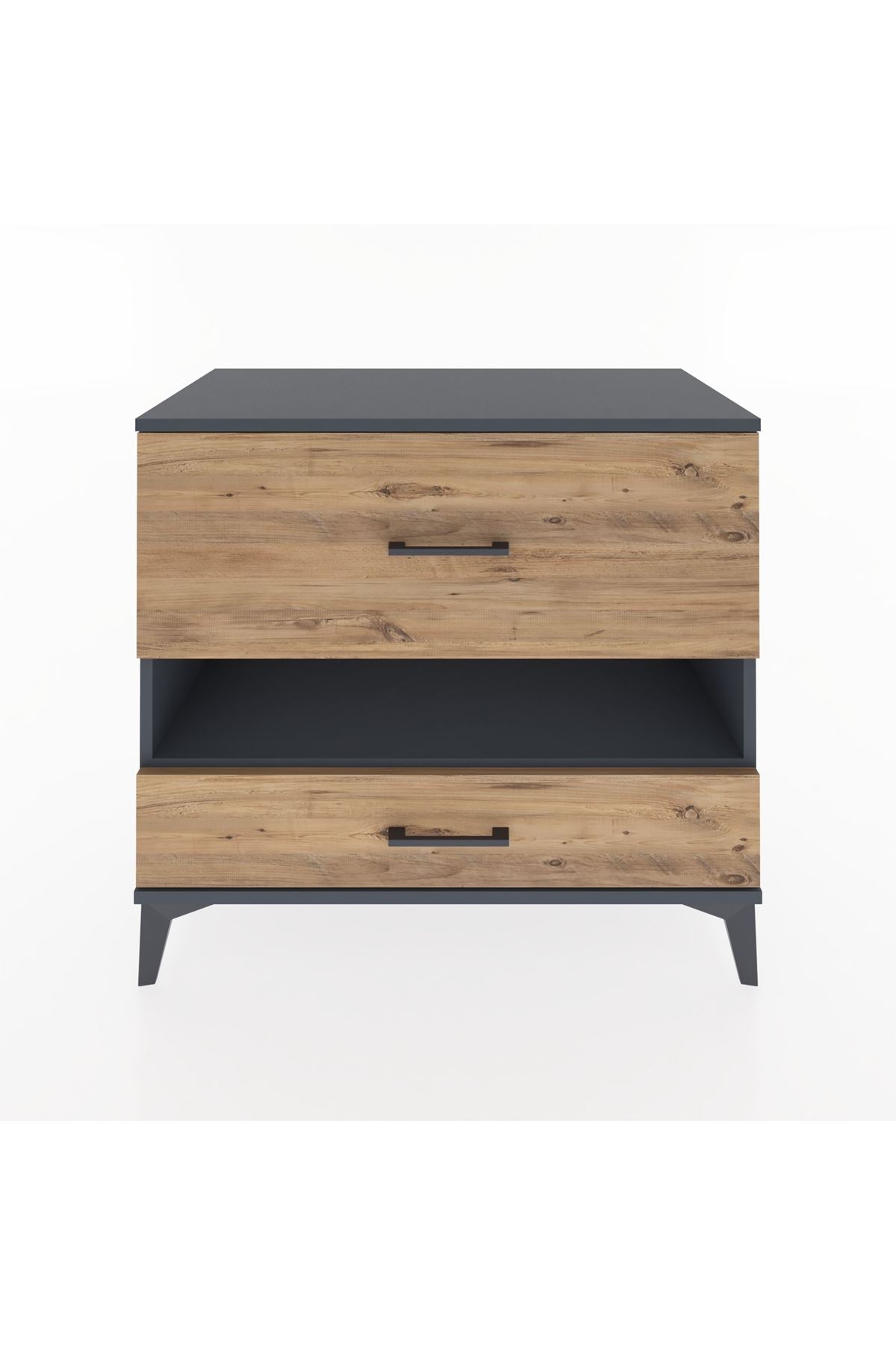 Hyperion Şifonyer Tek Raflı 2 Çekmeceli 88x44x80 Antrasit-Çam