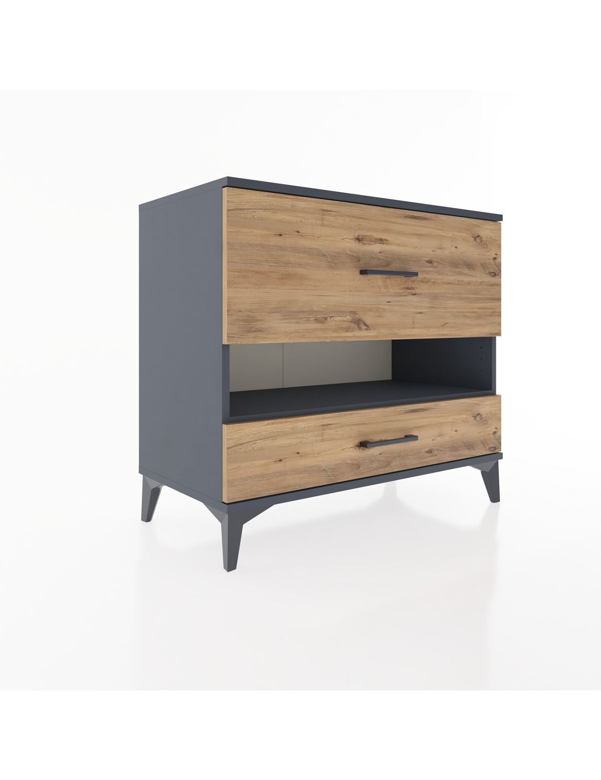 Hyperion Şifonyer Tek Raflı 2 Çekmeceli 88x44x80 Antrasit-Çam