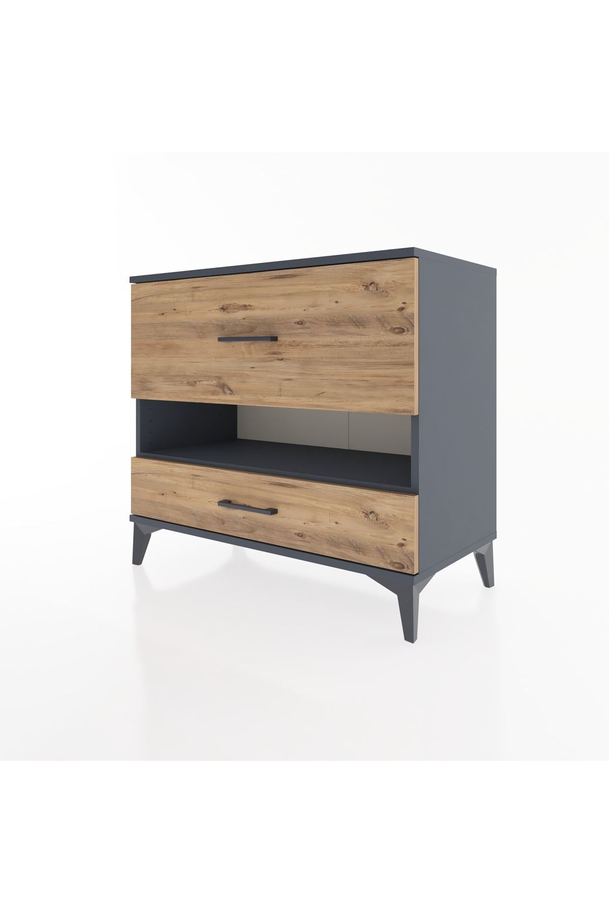 Hyperion Şifonyer Tek Raflı 2 Çekmeceli 88x44x80 Antrasit-Çam