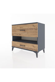 Hyperion Şifonyer Tek Raflı 2 Çekmeceli 88x44x80 Antrasit-Çam