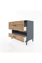 Hyperion Şifonyer Tek Raflı 2 Çekmeceli 88x44x80 Antrasit-Çam