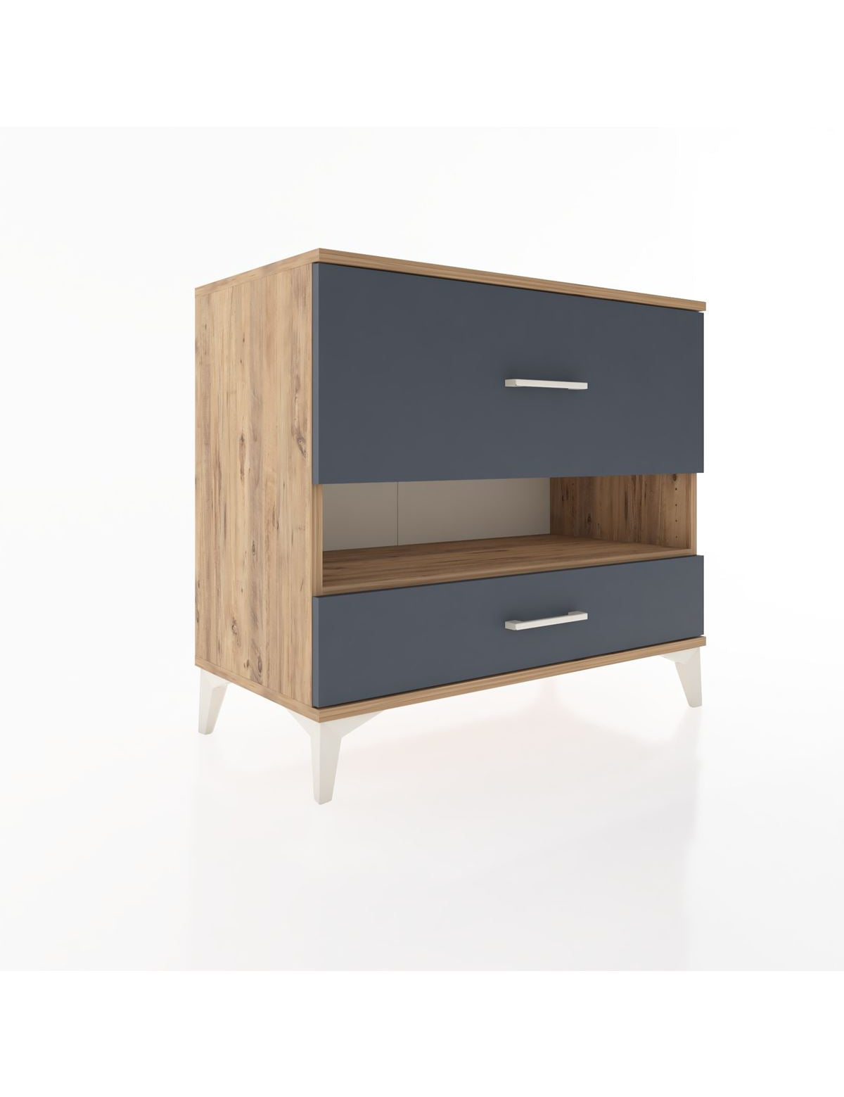 Hyperion Şifonyer Tek Raflı 2 Çekmeceli 88x44x80 Çam-Antrasit